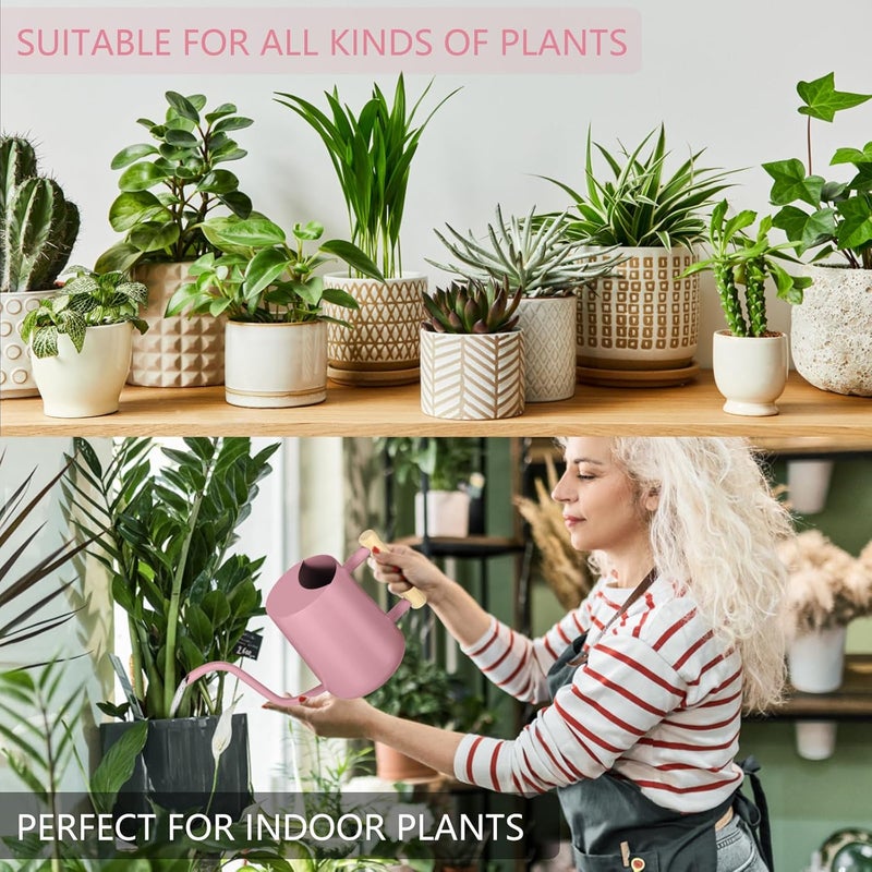 GUKJOB Watering Can Indoor Plants, 35oz Small Indoor Stainless Steel Metal Watering Can Modern Decorative Watering Pot with Long Spout for Indoor House Plant Bonsai Garden Flowers (Pink) - Image 4